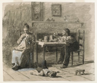 Thars Such A Thing As Calls in This World, illustration til Mr. Neelus Peelers Conditions, 1879 (sort blæk med uigennemsigtige hvide highlights på cremefarvet, mellemvægtigt, glat vævet papir) af Thomas Eakins